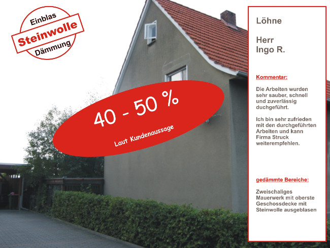 Einblasdämmung für oberste Geschossdecke und Hohlmauerwerk in Löhne